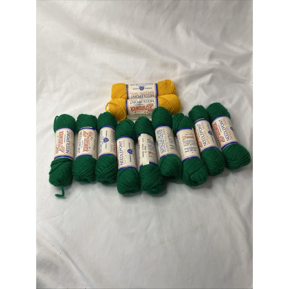 11 Brunswick Needlepoint Tapestry Yarn Wool 40 Yd Skein Holly Green Spanish Gold